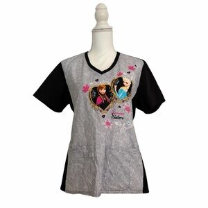 Disney Frozen Princesses “Forever Sisters” Nursing Medical Scrub Top Women’s Med